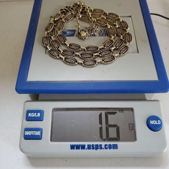 Vtg Sarah Coventry 60s Oval Gold Black Tone Chain Triple Strand Choker Necklace - Picture 11 of 12